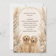 Invitación de boda personalizada Boho Golden Retri