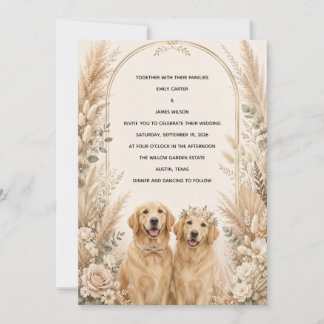 Invitación de boda personalizada Boho Golden Retri