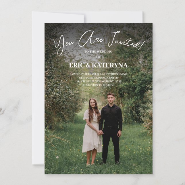 Invitación de boda personalizada con foto (Anverso)