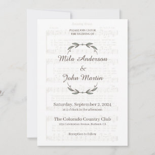 Invitación de boda personalizada con partitura mus