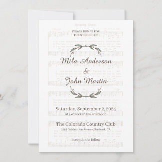 Invitación de boda personalizada con partitura mus
