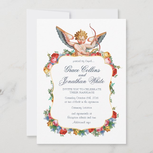 Invitación de boda personalizada Cupid angel (Anverso)