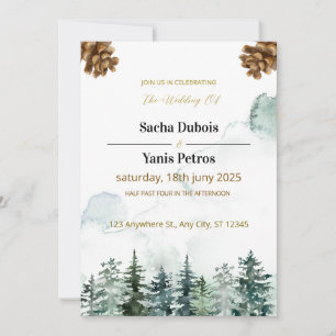 invitación de boda personalizada en las montañas