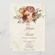 Invitación de boda personalizada floral y dorada d