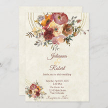 Invitación de boda personalizada floral y dorada d
