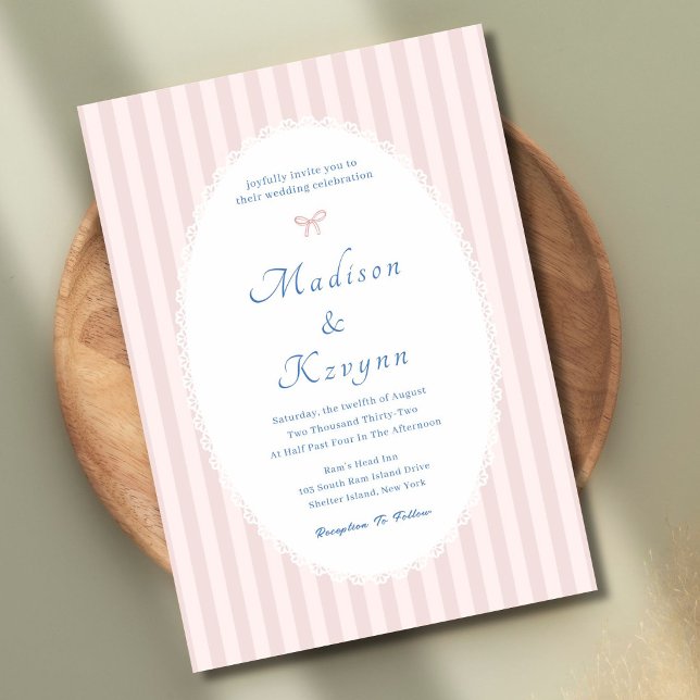 Invitación de boda personalizada francesa rosa y a (Subido por el creador)
