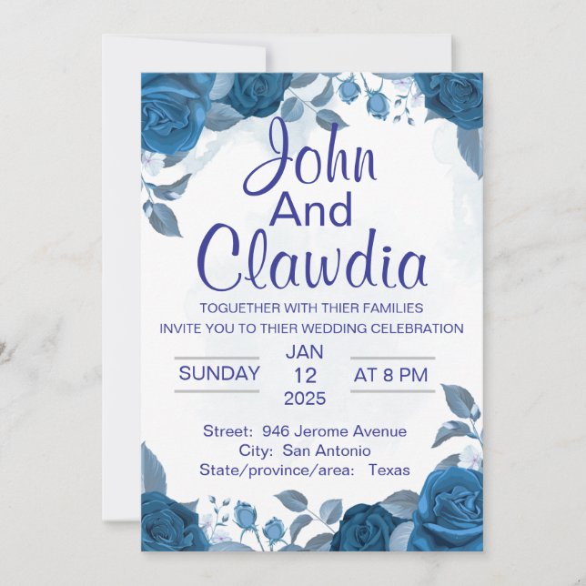 invitación de boda personalizada geométrica floral (Anverso)
