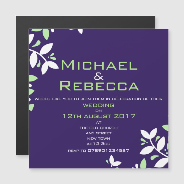 Invitación de boda personalizada Magnética simple (Anverso/Reverso)