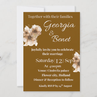 Invitación de boda personalizada minimalista marró