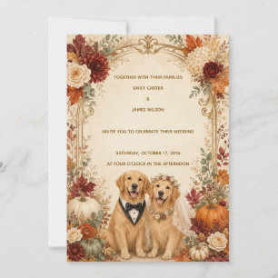 Invitación de Boda Personalizada Otoño Golden Retr