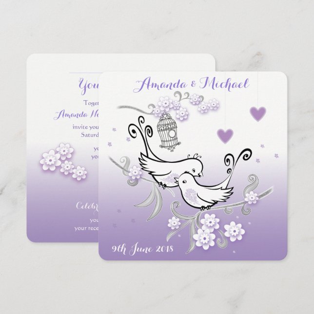 Invitación de boda personalizada para pastel love  (Anverso / Reverso)