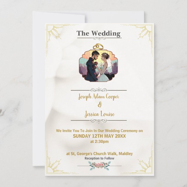 Invitación de boda personalizada y moderna con fot (Anverso)