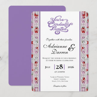 Invitación de Boda Pétalo de Rosa 2 con Letras Mor