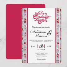 Invitación de Boda Pétalo de Rosa 2 con Letras Roj