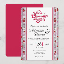 Invitación de Boda Pétalo de Rosa 2 con Letras Roj