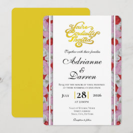 Invitación de Boda Pétalo de Rosa 3 con Letras Dor