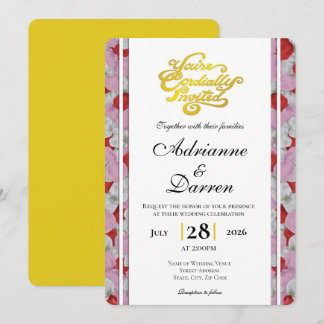 Invitación de Boda Pétalo de Rosa 3 con Letras Dor