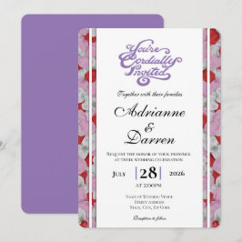 Invitación de Boda Pétalo de Rosa 3 con Letras Mor