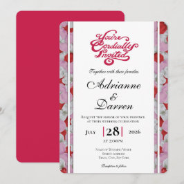 Invitación de Boda Pétalo de Rosa 3 con Letras Roj