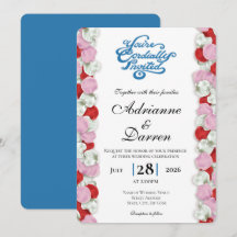 Invitación de Boda Pétalo de Rosa 4 con Letras Azu