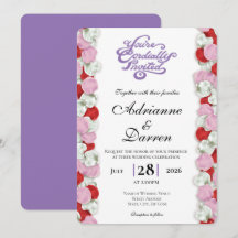 Invitación de Boda Pétalo de Rosa 4 con Letras Mor