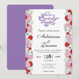 Invitación de Boda Pétalo de Rosa 4 con Letras Mor