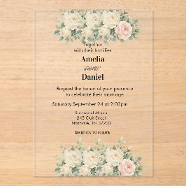 Invitación de boda plana de acrílico Eucalyptus