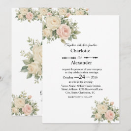 Invitación de boda plana Eucalyptus Elegance
