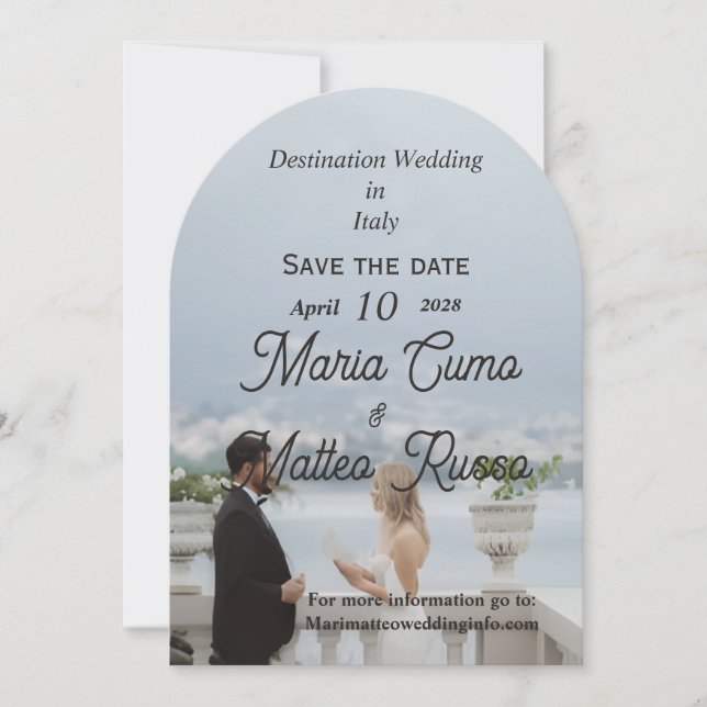 Invitación de Boda Plana para Boda de Destino (Anverso)