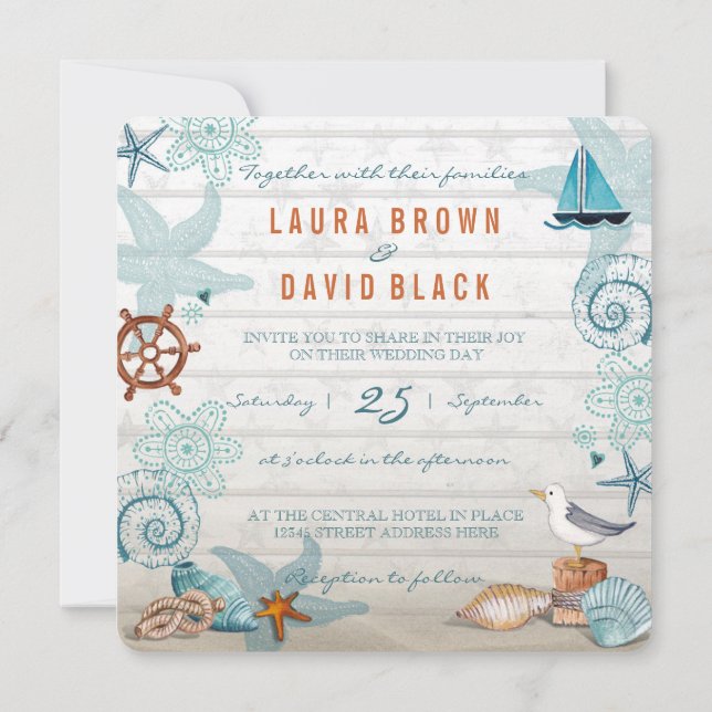 Invitación de Boda | Playa Náutica (Reverso)