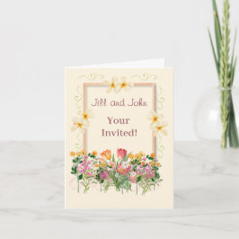 Invitación de Boda Plegable con Borde Floral de Fl