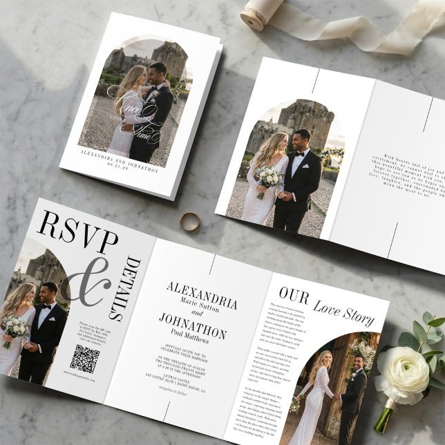 Invitación de Boda Plegable Triple Once Upon a Tim (Once Upon a Time Wedding Tr-Fold Invitation )