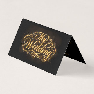 Invitación de Boda Plegada de Caligrafía Oscura y