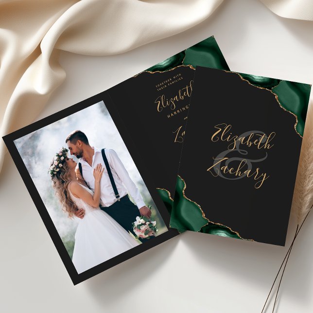 Invitación de Boda Plegada Oscura de Ágata Verde E (Subido por el creador)