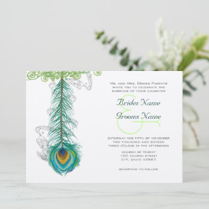 Invitación de boda pluma de pavo real musical