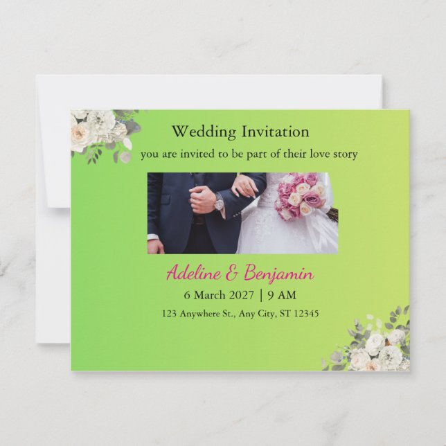 Invitación de boda por tarjeta (Anverso)