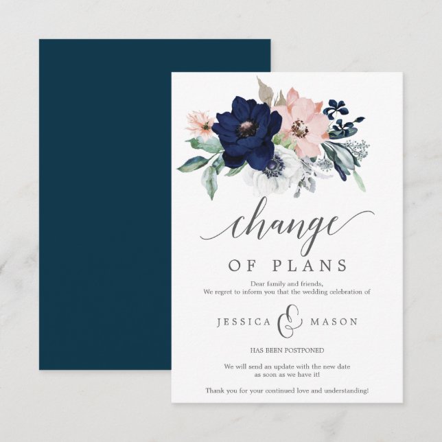 Invitación de Boda pospuesta - Cancelación (Anverso / Reverso)