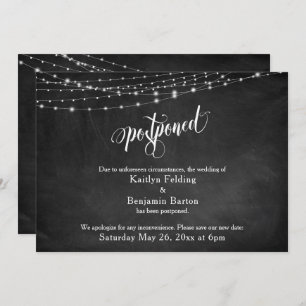 Invitación de Boda pospuesta de calkboard y luces