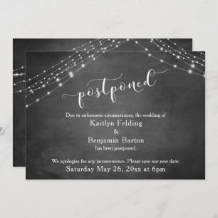 Invitación de Boda pospuesta de calkboard y luces