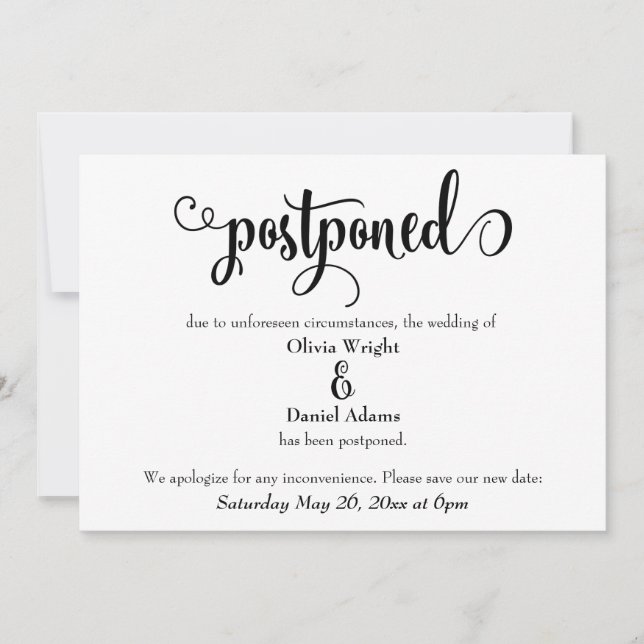 Invitación de Boda pospuesta de guión giratorio (Anverso)
