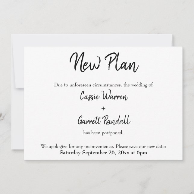 Invitación de Boda pospuesta "Nueva fecha" (Anverso)