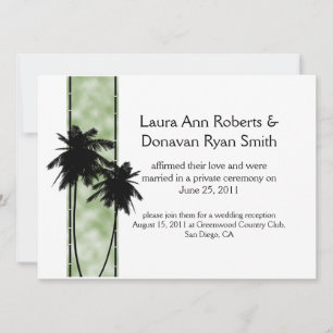 Invitación de boda posterior con palmeras y verde