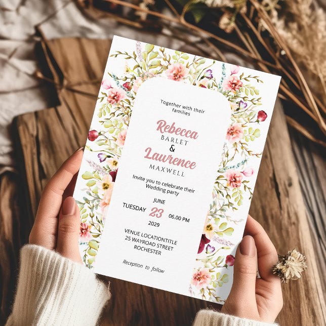 Invitación de boda prados de flores silvestres chi (Subido por el creador)