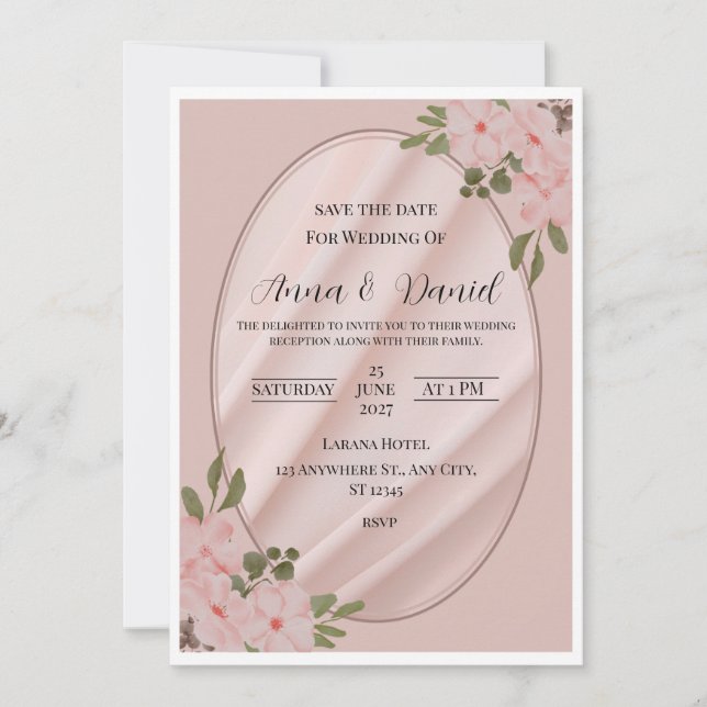 Invitación de boda premium elegante y personalizab (Anverso)