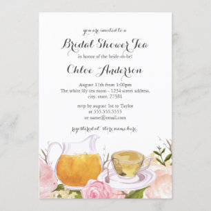 Invitación de boda Pretty Pink Rose Teacup