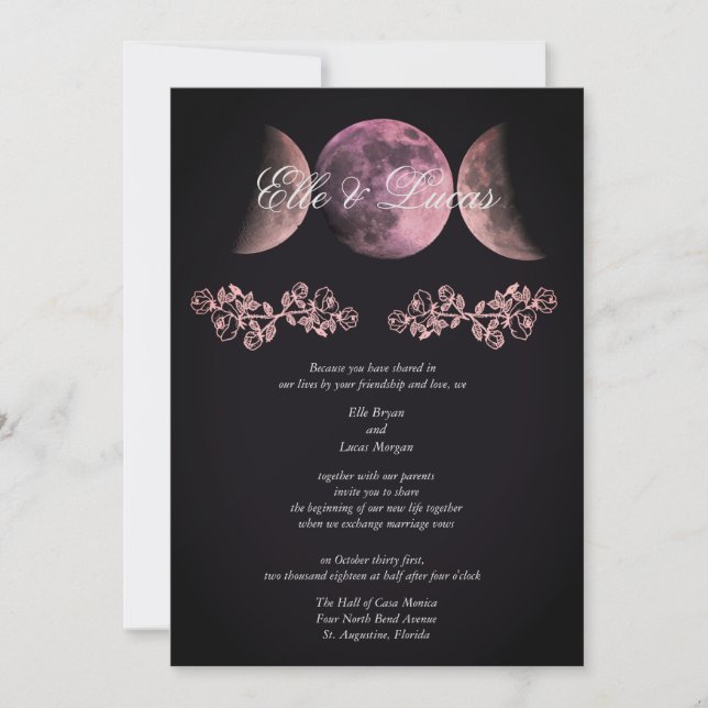 Invitación de boda Prosecco Triple Luna (Anverso)