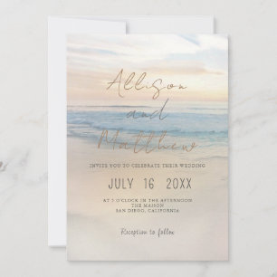 Invitación de boda puesta de sol en la playa