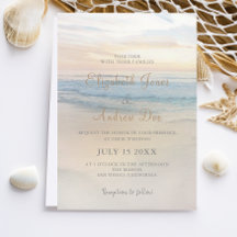 Invitación de boda puesta de sol en la playa