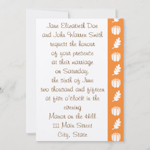 Invitación de boda Pumpkin Patch en naranja