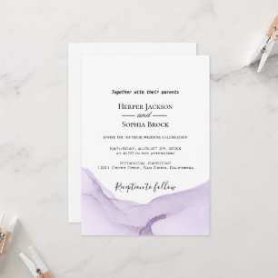 Invitación de boda púrpura acuarela moderna